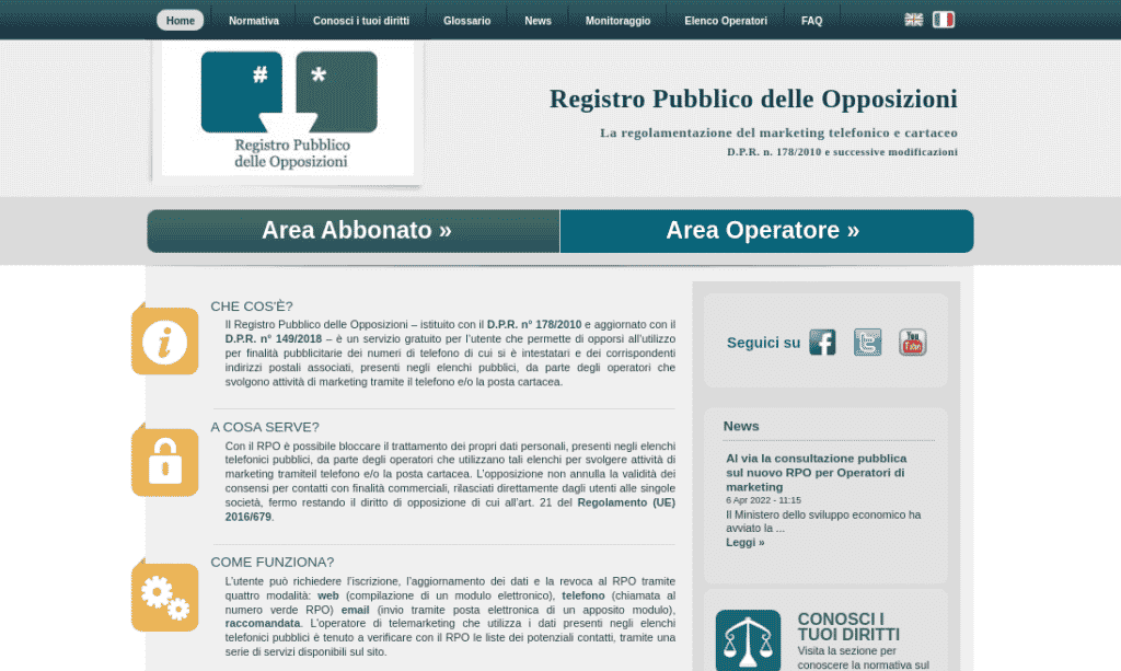 Registro Pubblico delle Opposizioni